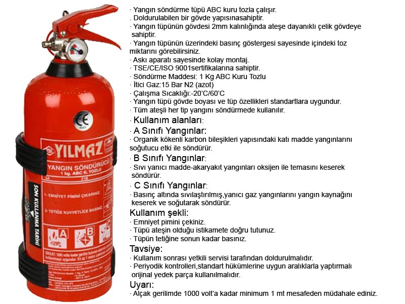 Erzurum 1 KG Yangın Söndürme Cihazı